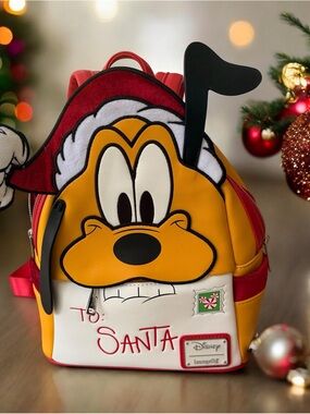 Disney Kids' Pluto Holiday Mini Backpack - Red & Yellow loungefly